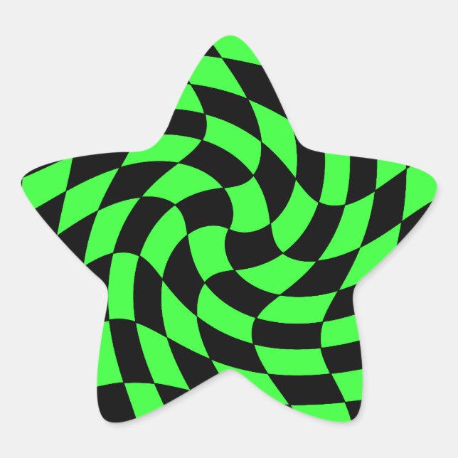 Cute punk neon green and black star sticker (Front)