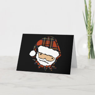 Cute Punk Plaid Santa Holiday Card