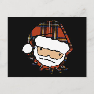 Cute Punk Plaid Santa Holiday Postcard