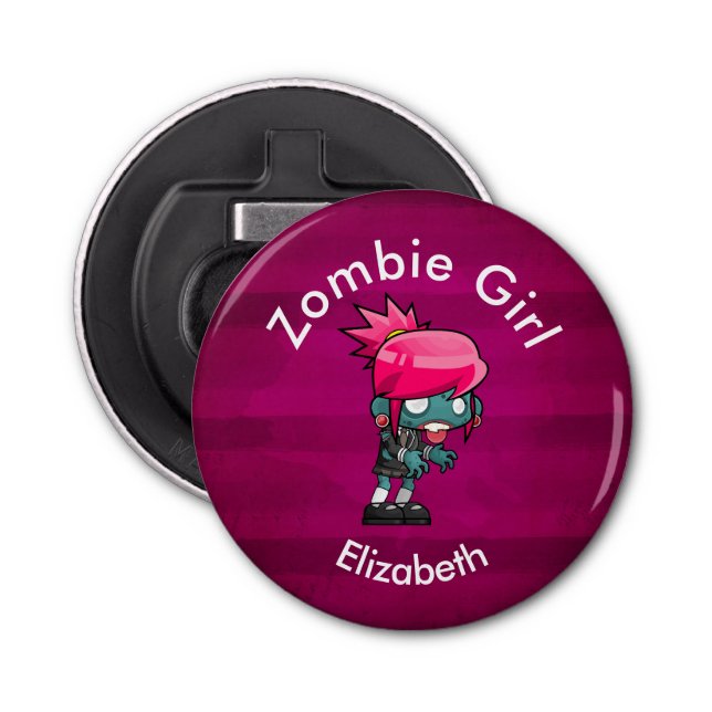 Cute Punk Rock Zombie Girl Creepy Cute Bottle Opener (Front)