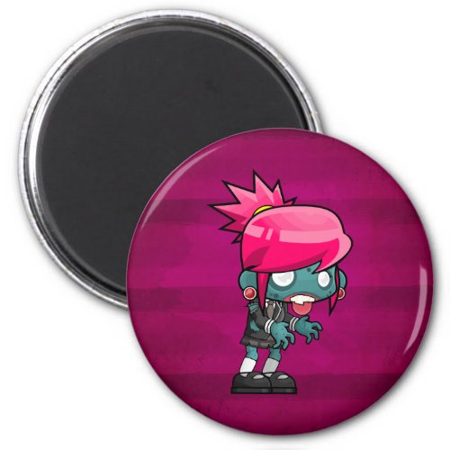 Cute Punk Rock Zombie Girl Illustration Magnet