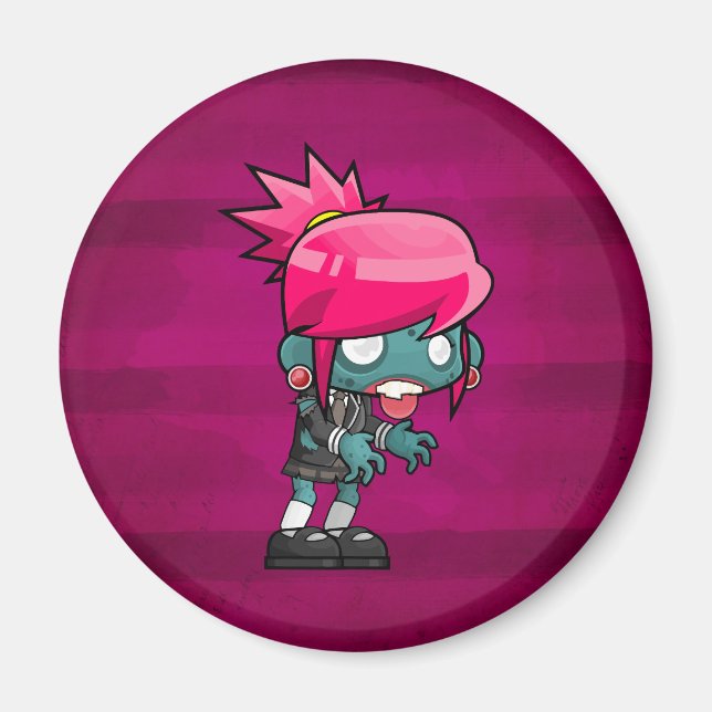 Cute Punk Rock Zombie Girl Illustration Magnet (Front)
