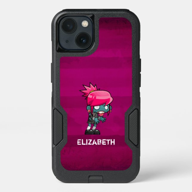 Cute Punk Rock Zombie Girl Illustration Otterbox iPhone Case (Back)