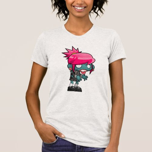 Cute Punk Rock Zombie Girl Illustration T_Shirt