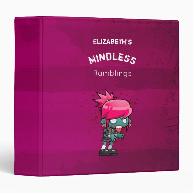 Cute Punk Rock Zombie Girl - Mindless Ramblings Binder (Front/Spine)