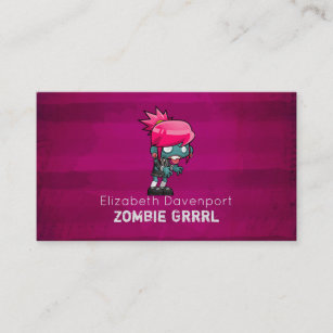 Cute Punk Rock Zombie Grrrl Fun Novelty Business Card
