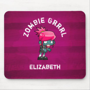Cute Punk Rock Zombie Grrrl Personalized Mouse Pad