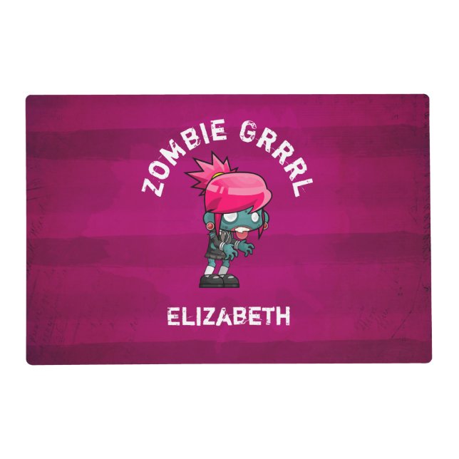 Cute Punk Rock Zombie Grrrl Placemat (Front)