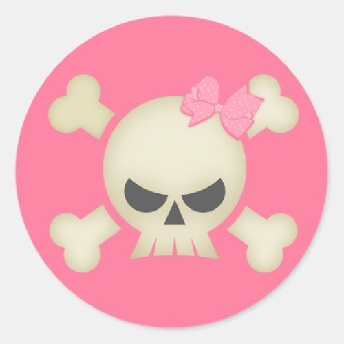 Cute Punk Skull and Bow pink Sticker