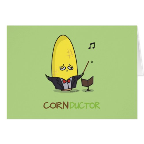 Cute Punny Cartoon Corn Conductor