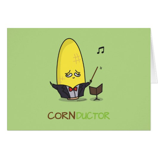 Cute Punny Cartoon Corn Conductor Cards (Front Horizontal)