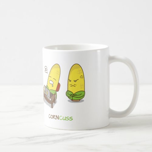 Cute Punny NSFW Cartoon Corn Concuss Coffee Mug