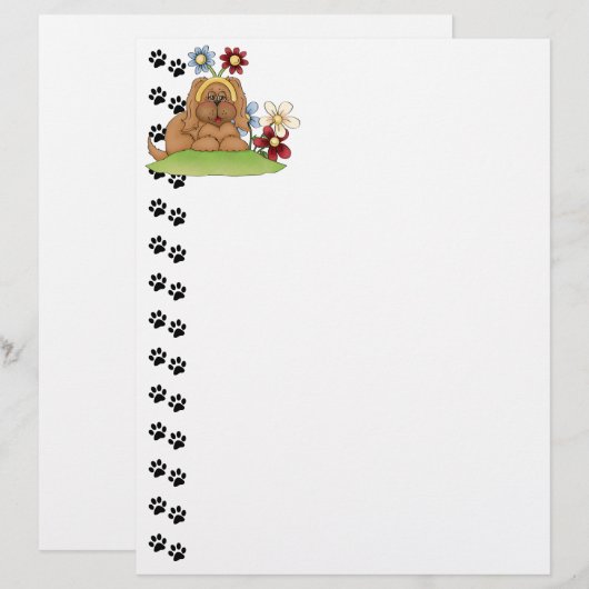 Cute Pup Flowers Letterhead (Front/Back)
