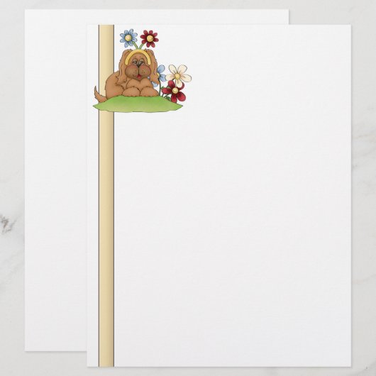 Cute Pup Flowers Letterhead (Front/Back)