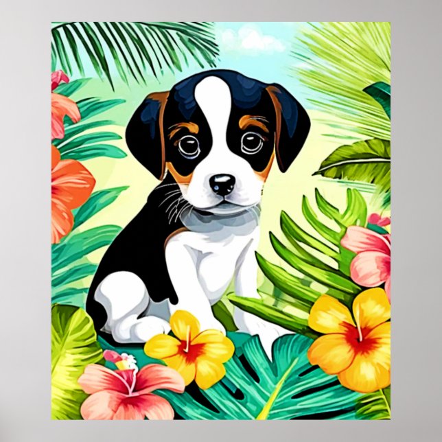 Cute Pup in Paradise Poster (Front)