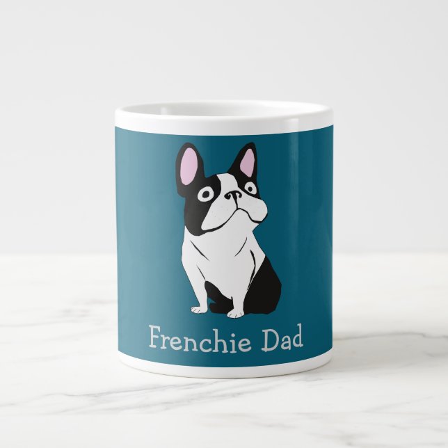 Cute Pup, medium dark blue Giant Coffee Mug (Front)