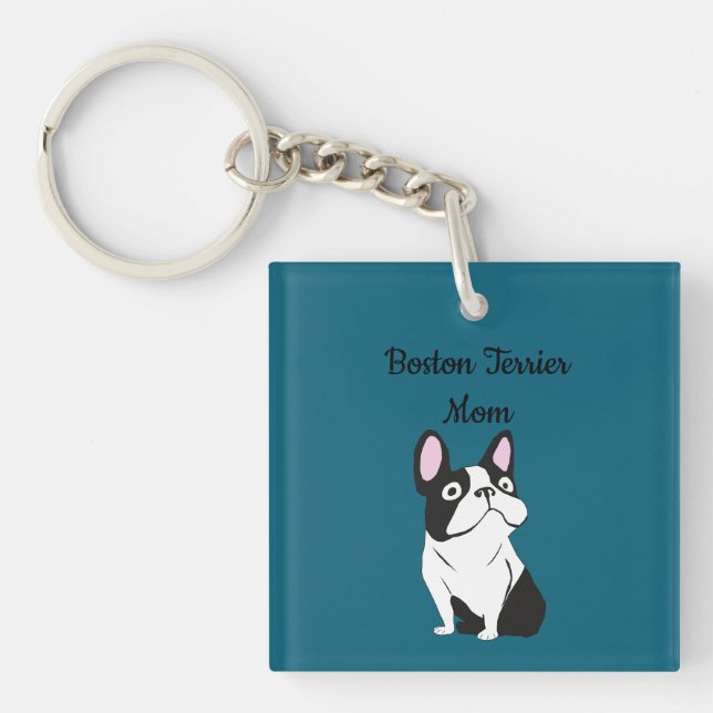 Cute Pup, medium dark blue Keychain (Front)
