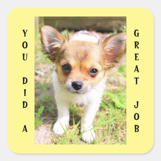 Cute Pup Square Stickers (Front)