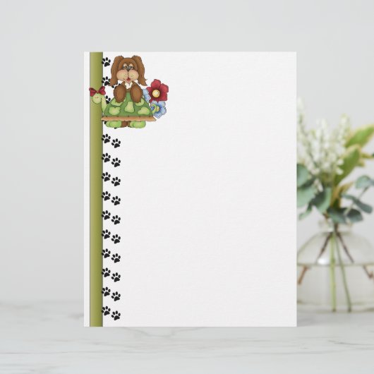 Cute Pup Turtle Letterhead (Standing Front)