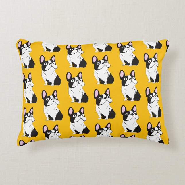 Cute Pup, yellow Accent Pillow (Front)