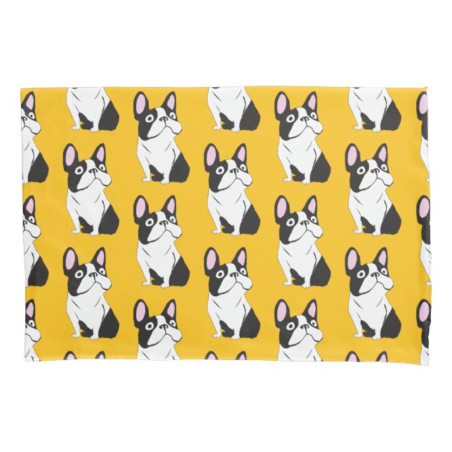 Cute Pup, yellow Pillow Case (Front)
