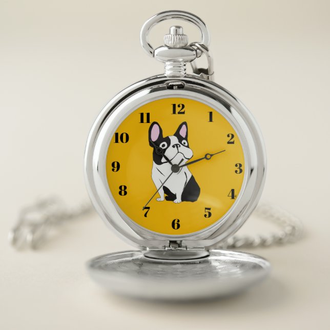 Cute Pup, yellow Pocket Watch (Inside)