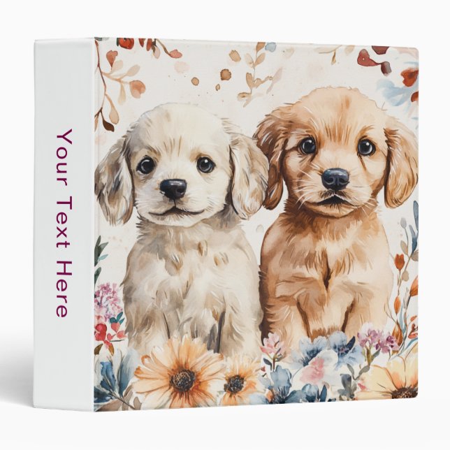 Cute Puppies 3 Ring Binder (Front/Spine)