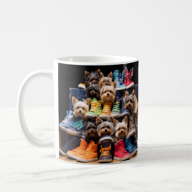 Cute Puppies and Shoes Coffee Mug (Left)