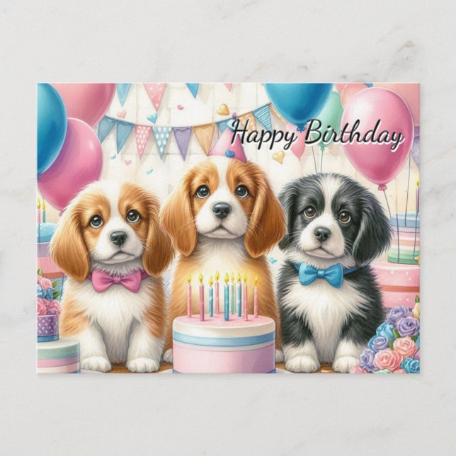 Cute Puppies Birthday from Dog Postcard (Front)