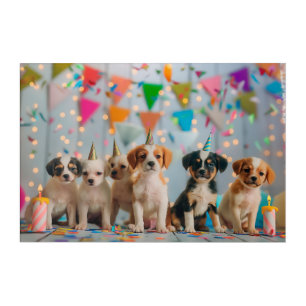 Cute Puppies Birthday Party Celebration Design Acrylic Print
