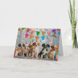 Cute Puppies Birthday Party Celebration Design Card