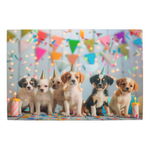 Cute Puppies Birthday Party Celebration Design Metal Print