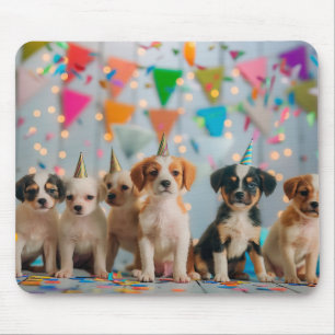 Cute Puppies Birthday Party Celebration Design Mouse Pad