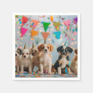 Cute Puppies Birthday Party Celebration Design Napkins