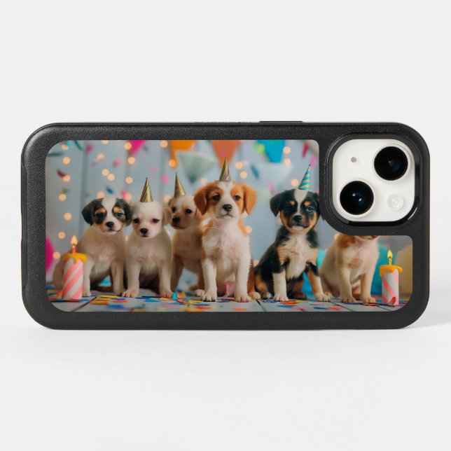 Cute Puppies Birthday Party Celebration Design Otterbox iPhone Case (Back Horizontal)