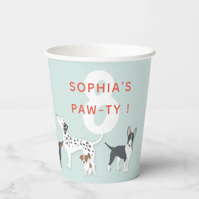 Cute Puppies Children's Birthday Party Dog Blue Paper Cups | Zazzle