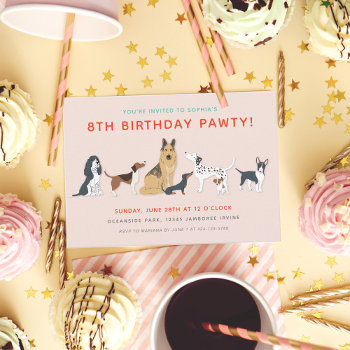 Cute Puppies Children's Dog Birthday Party Invitation by beckynimoy at Zazzle