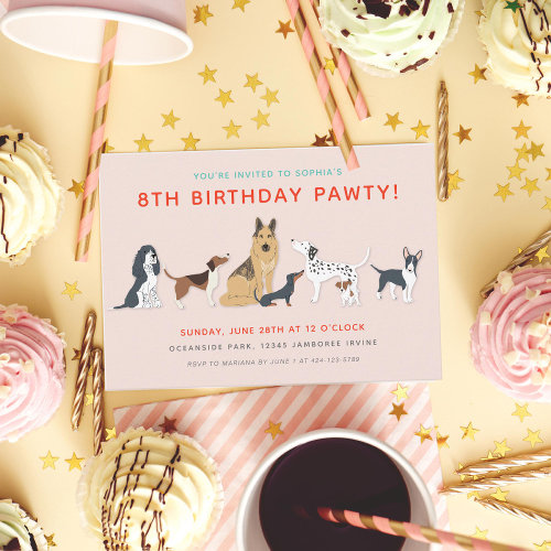 Cute Puppies Childrens Dog Birthday Party Invitation