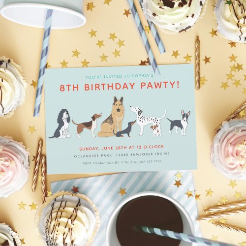 Cute Puppies Childrens Dog Birthday Party Invitation