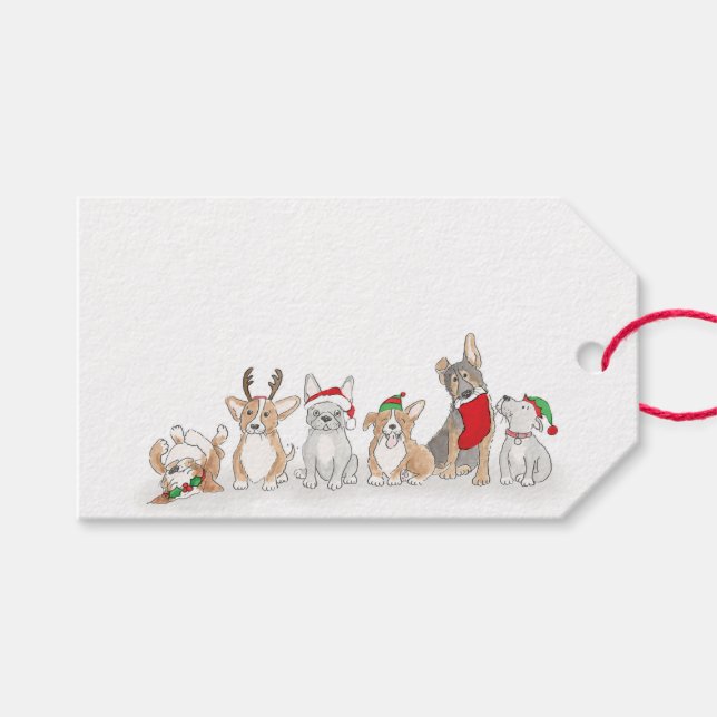 Cute puppies Christmas gift tags (Front (Horizontal))
