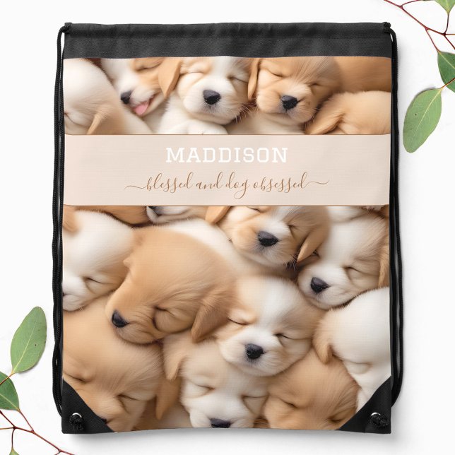 Cute Puppies Dog Lover Name Drawstring bag  (Cute Puppies Dog Lover Name Drawstring bag)