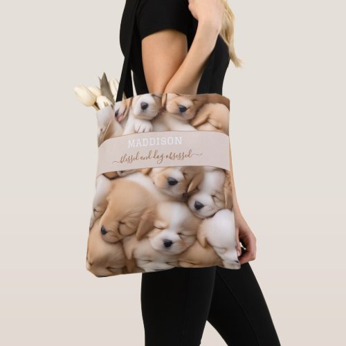 Cute Puppies Dog Lover Name Text Tote bag