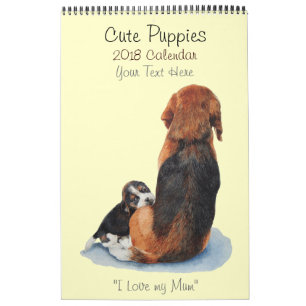 cute puppies dog portrait art paintings 2019 calendar