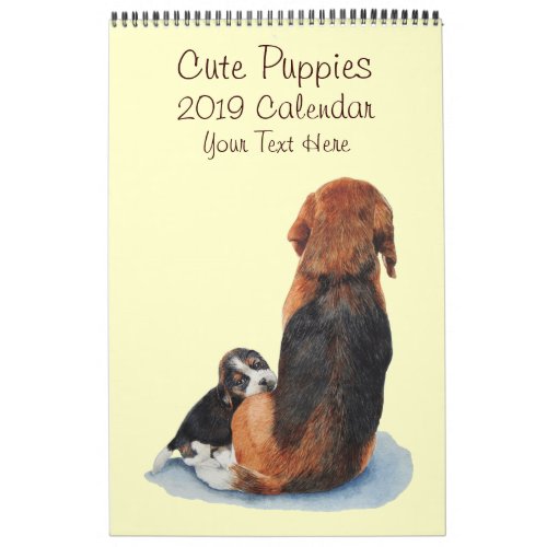 cute puppies dog portrait art paintings 2019 calendar