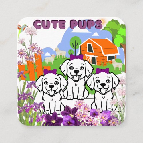 Cute Puppies Farm Theme Purple  Enclosure Card