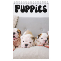 Cute Puppies Monthly Wall Calendar