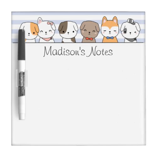Cute Puppies Personalized Notepad Dry Erase Board