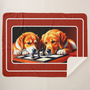 Cute Puppies Playing Chest Sherpa Blanket