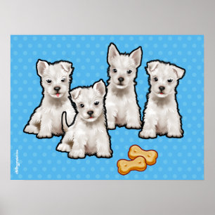 Cute puppies poster with 4 pups design