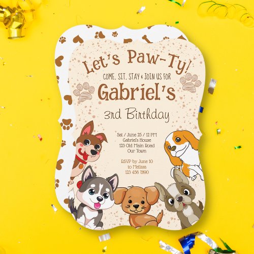 Cute puppies puppy party invitation template